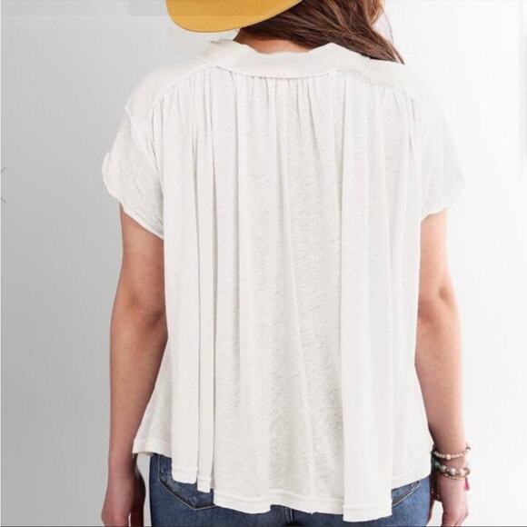 Free people Low Down Henley Top white sz M - Picture 2 of 9